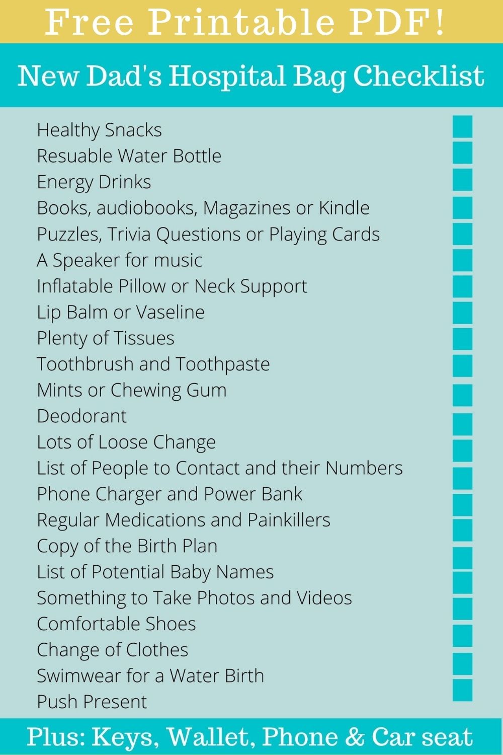 Dad packing list for hot sale hospital