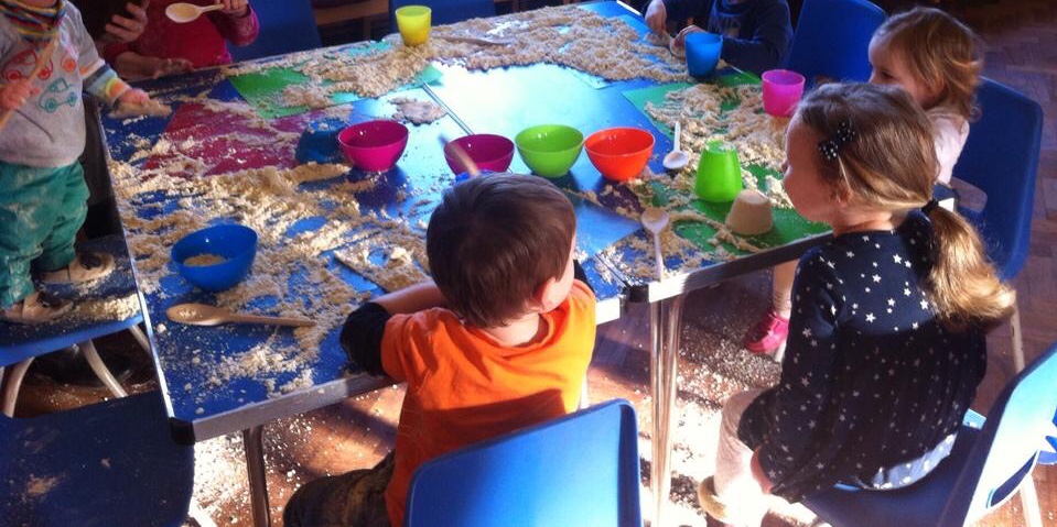 Messy play toddler group activities - cloud dough