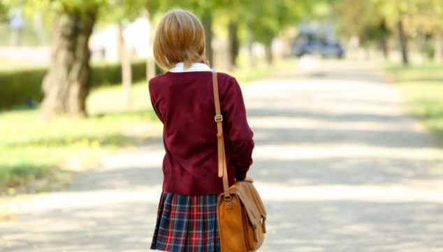 Child walking to school alone