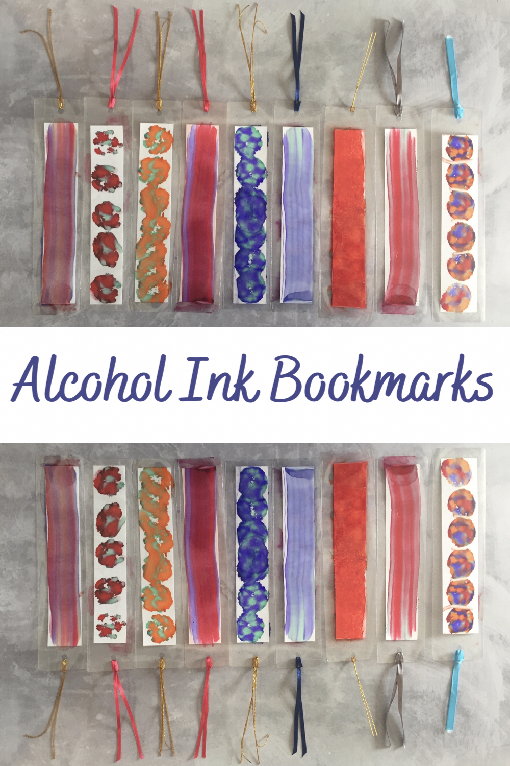 Alcohol ink bookmarks