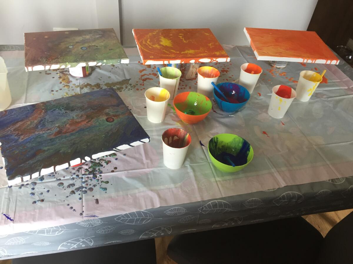 The mess we made painting pouring with children!