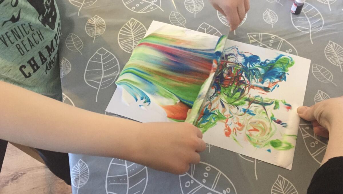 Marbling with Food colouring and shaving foam