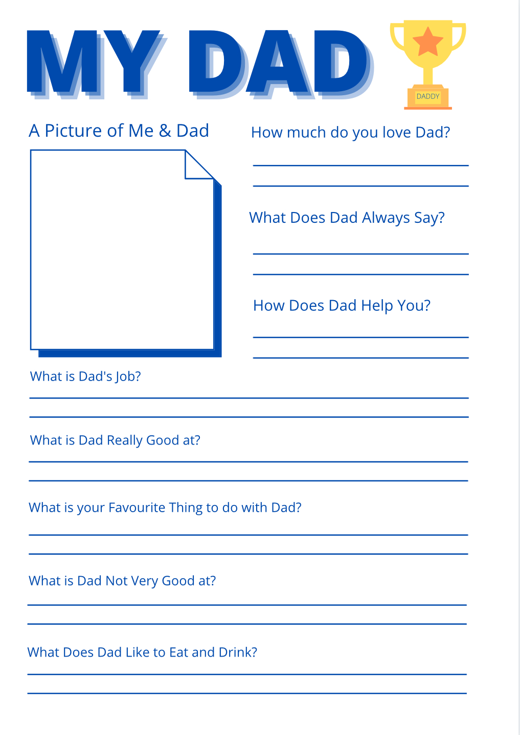 Free Printable Father s Day Questionnaires Me Them And The Others