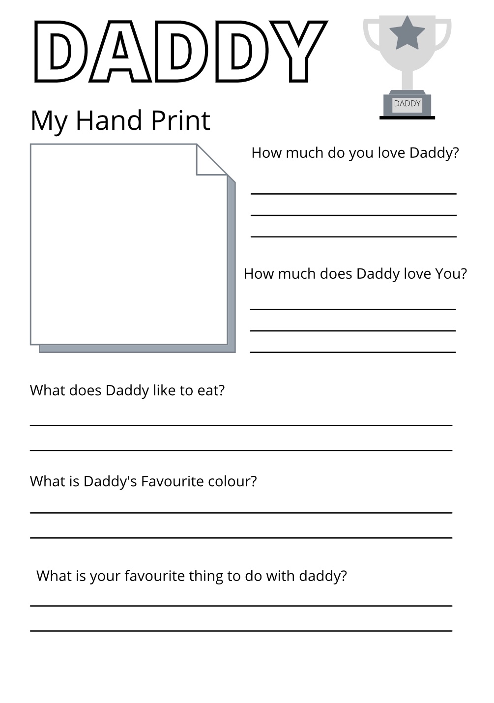 Free Printable Father s Day Questionnaires Me Them And The Others