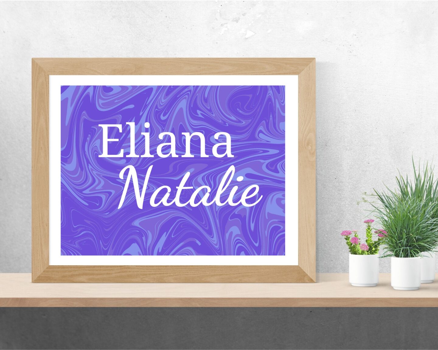 purple swirls Baby Name print